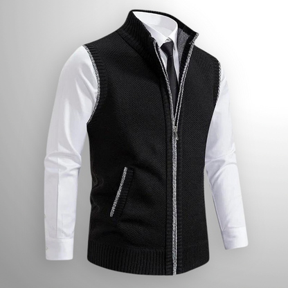 Men's Full-Zip Lambswool Vest — Fold-Down Collar 1