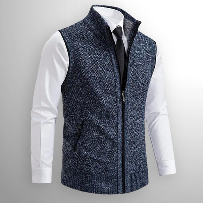 Men's Full-Zip Lambswool Vest — Fold-Down Collar 7