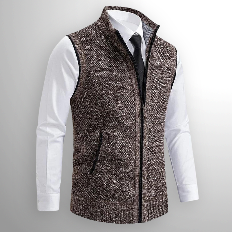 Men's Full-Zip Lambswool Vest — Fold-Down Collar 6