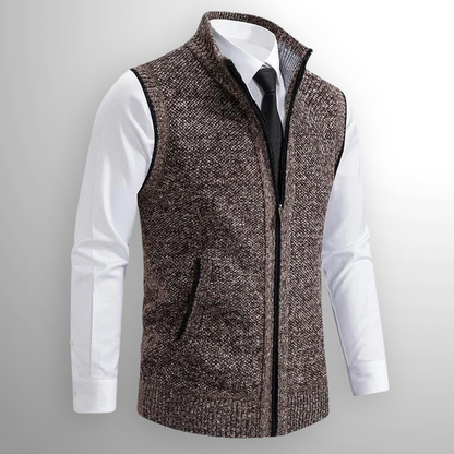 Men's Full-Zip Lambswool Vest — Fold-Down Collar 6
