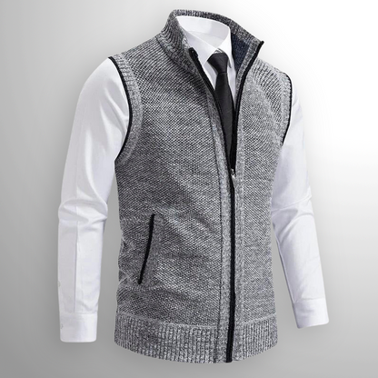 Men's Full-Zip Lambswool Vest — Fold-Down Collar 8