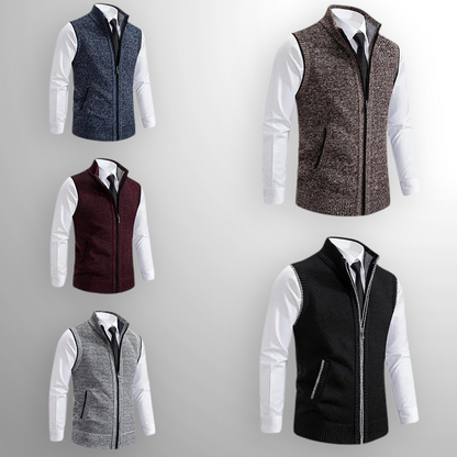 Men's Full-Zip Lambswool Vest — Fold-Down Collar 5