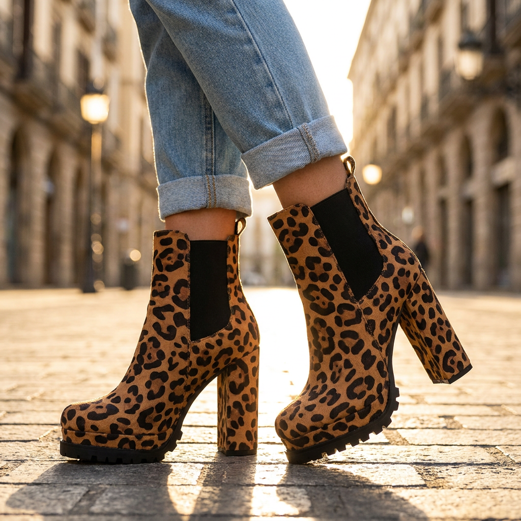 Faux Suede Block Heel Ankle Boots — Lugged Platform Sole 2