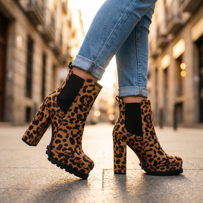 Faux Suede Block Heel Ankle Boots — Lugged Platform Sole 5
