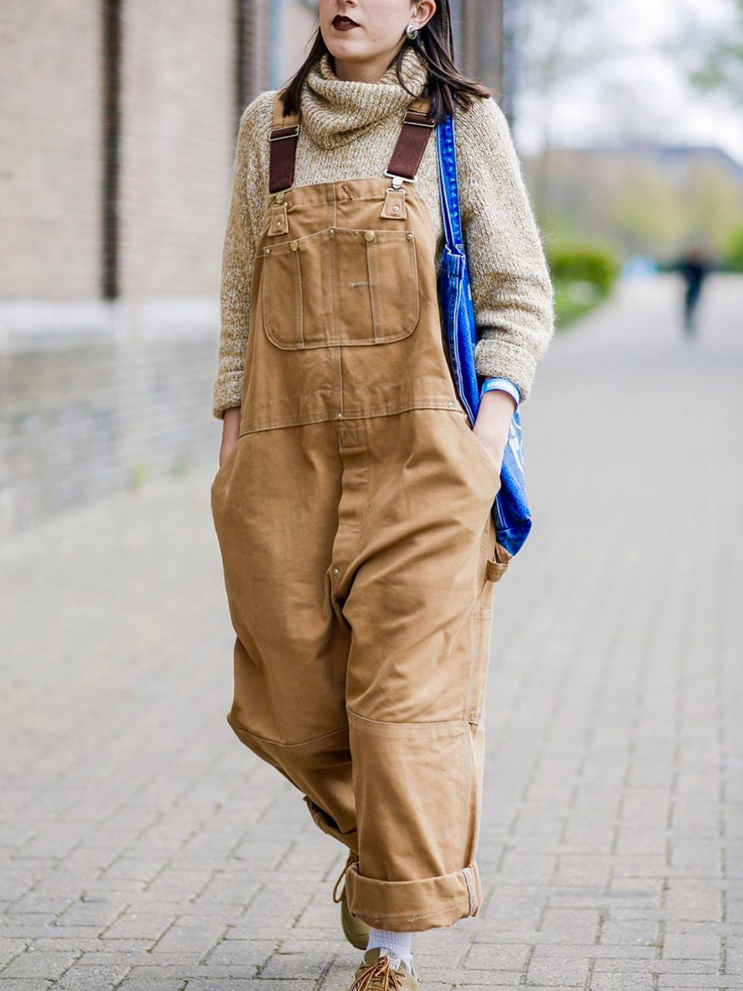 Women's Canvas Bib Overalls — Relaxed Fit Multi-Pocket 4