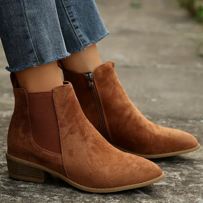 Women's Faux Suede Chelsea Boots — Slip-On Elastic Ankle Boot 2