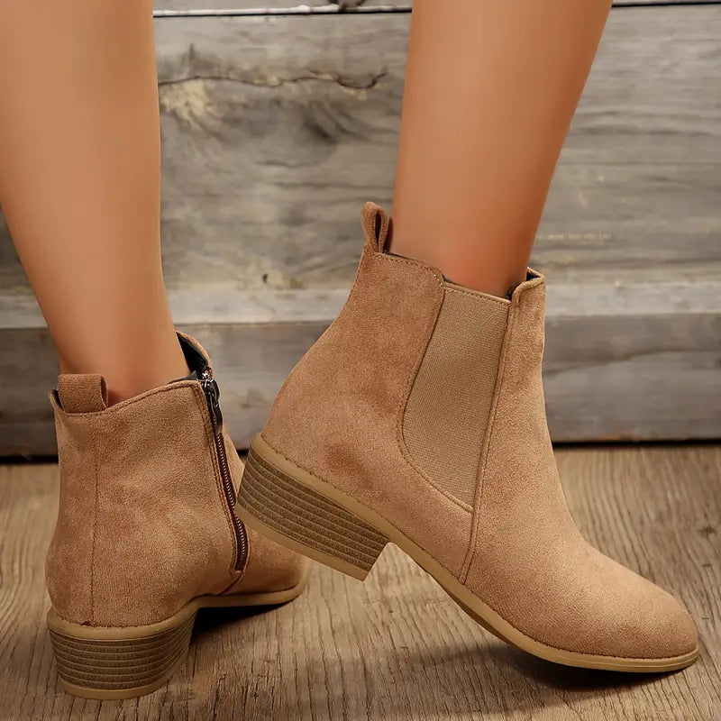 Women's Faux Suede Chelsea Boots — Slip-On Elastic Ankle Boot 3