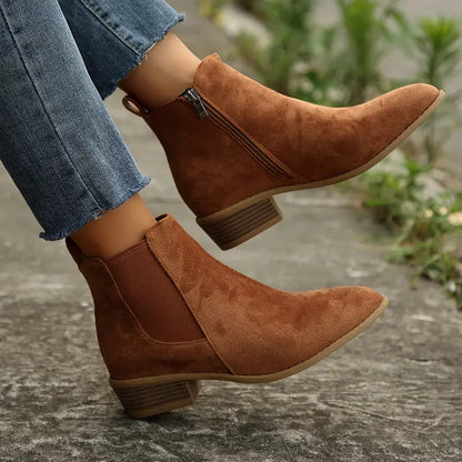 Women's Faux Suede Chelsea Boots — Slip-On Elastic Ankle Boot 1