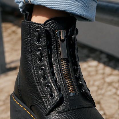 Chunky Ridged Platform Ankle Boots — Front Zip Women 3