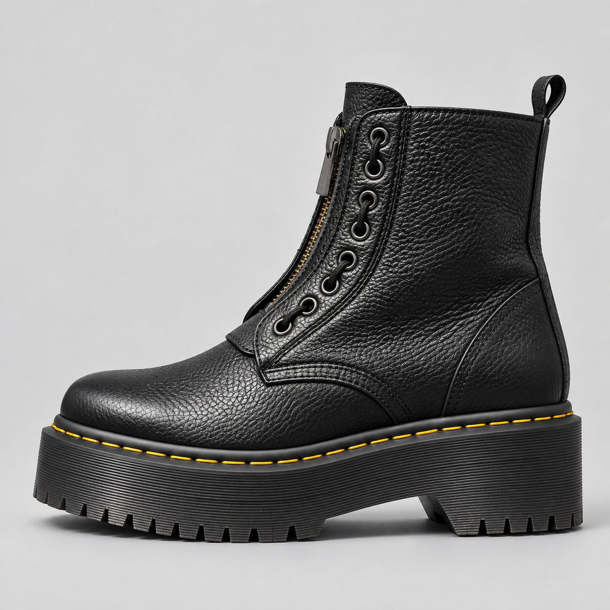 Chunky Ridged Platform Ankle Boots — Front Zip Women 4