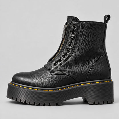Chunky Ridged Platform Ankle Boots — Front Zip Women 4