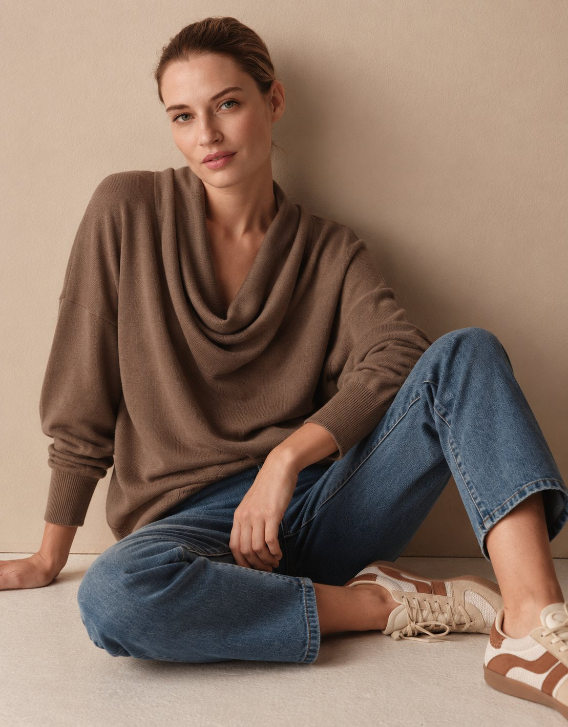 Women's Cowl Neck Knit Pullover Sweater — Long Sleeve 3