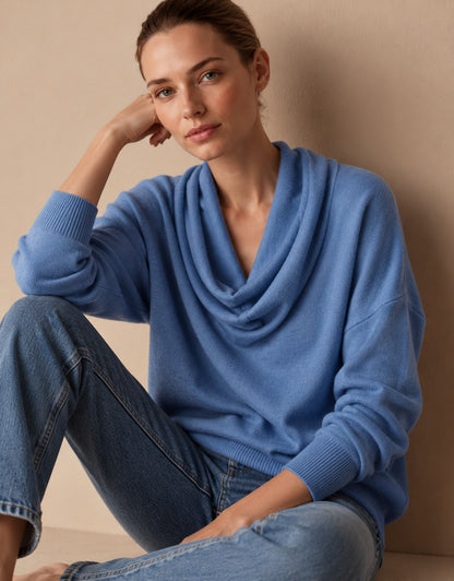 Women's Cowl Neck Knit Pullover Sweater — Long Sleeve 4