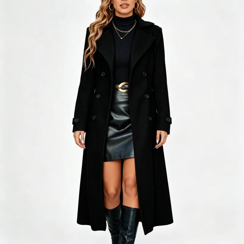 Double-Breasted Wool-Look Coat — Notch Lapels Tailored Fit 6
