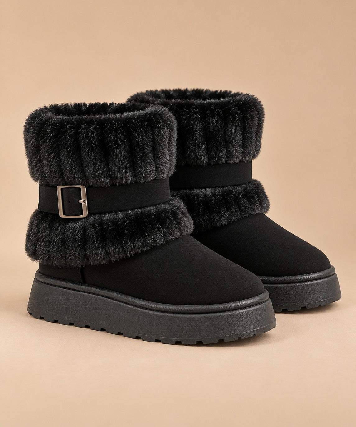 Women's Faux Fur Slip-On Snow Boots — Insulated Winter 10