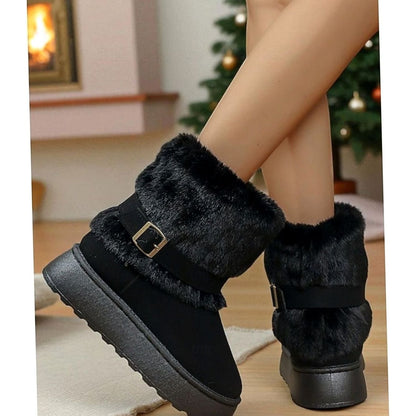 Women's Faux Fur Slip-On Snow Boots — Insulated Winter 11