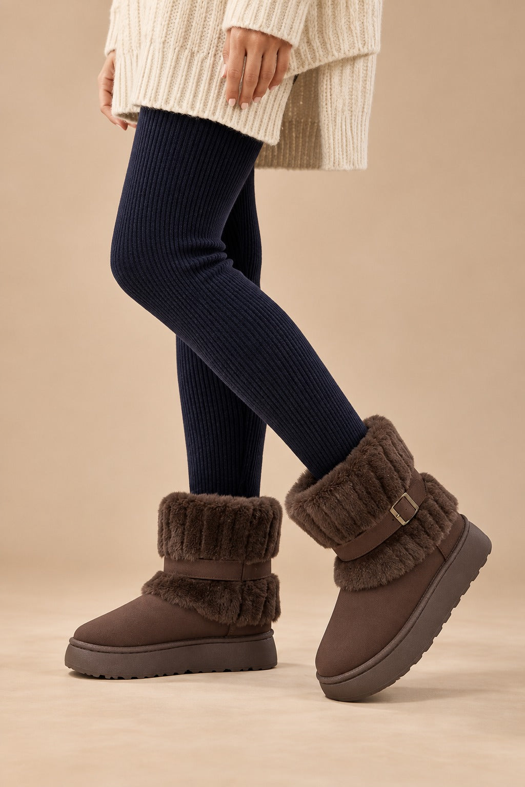 Women's Faux Fur Slip-On Snow Boots — Insulated Winter 2