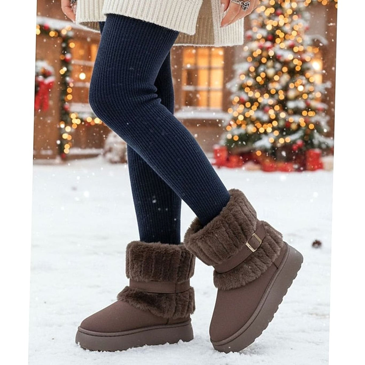 Women's Faux Fur Slip-On Snow Boots — Insulated Winter 3