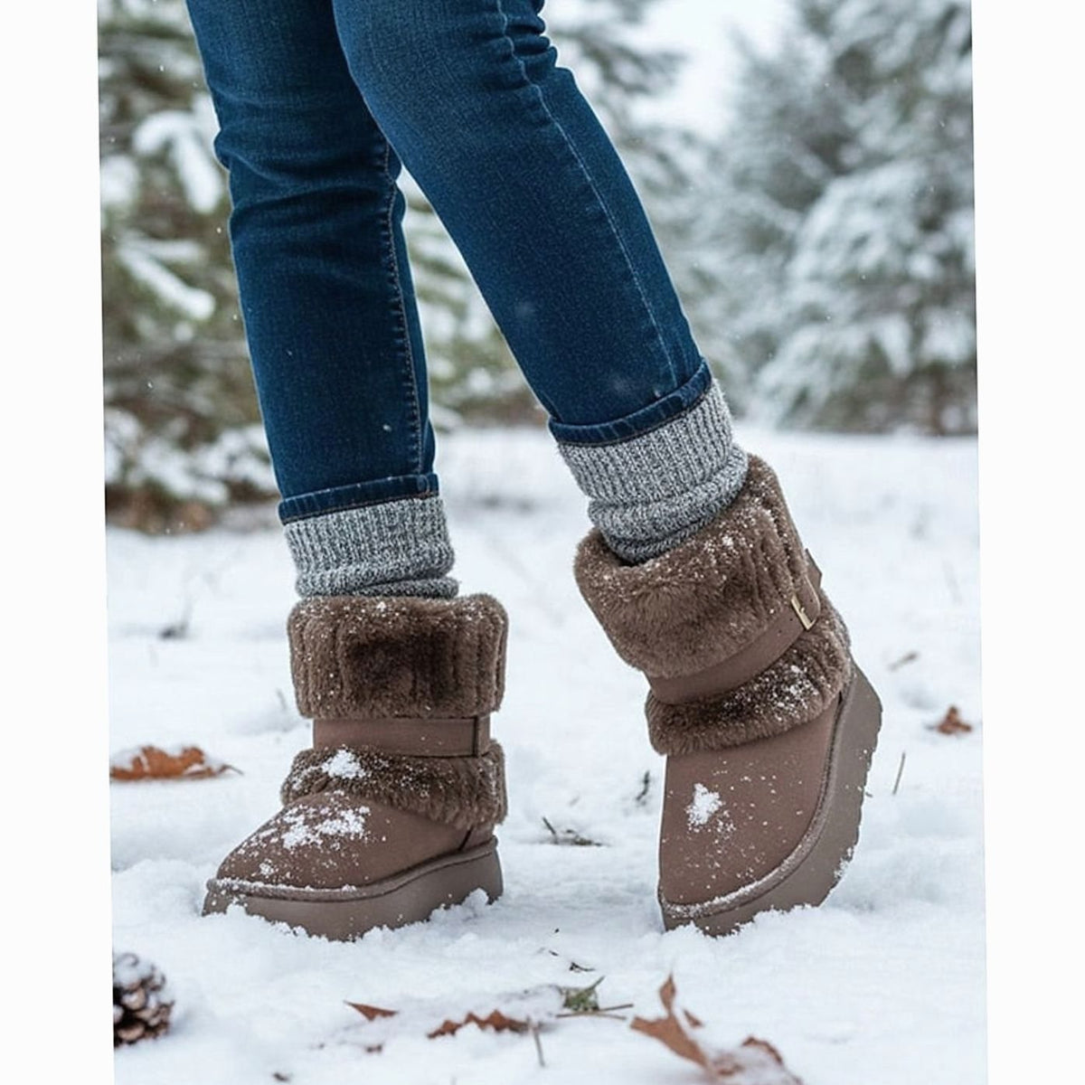 Women's Faux Fur Slip-On Snow Boots — Insulated Winter 5