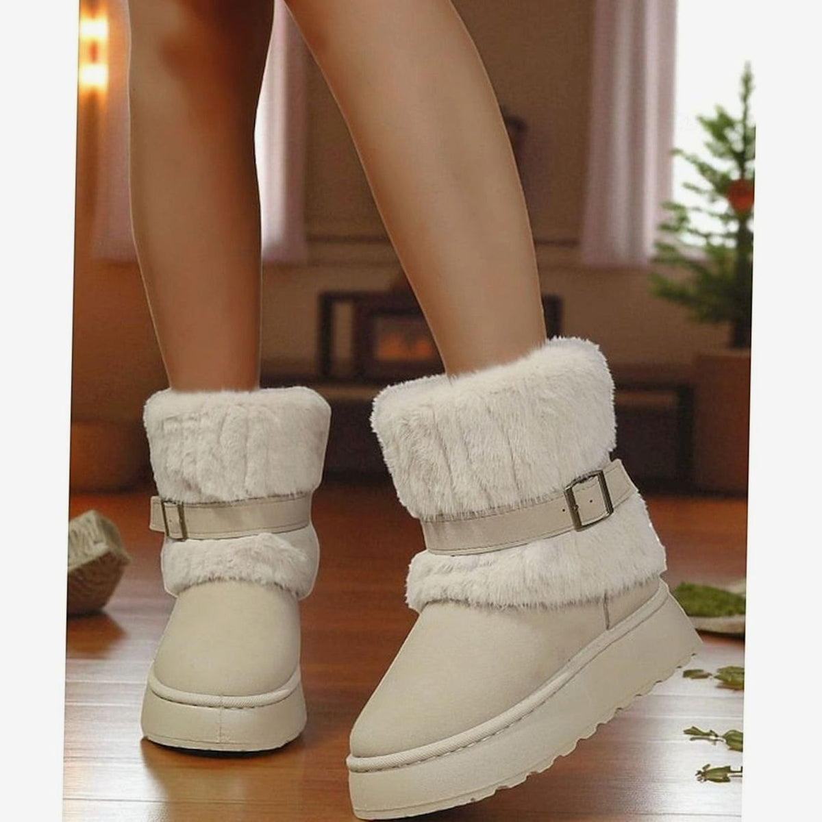 Women's Faux Fur Slip-On Snow Boots — Insulated Winter 7