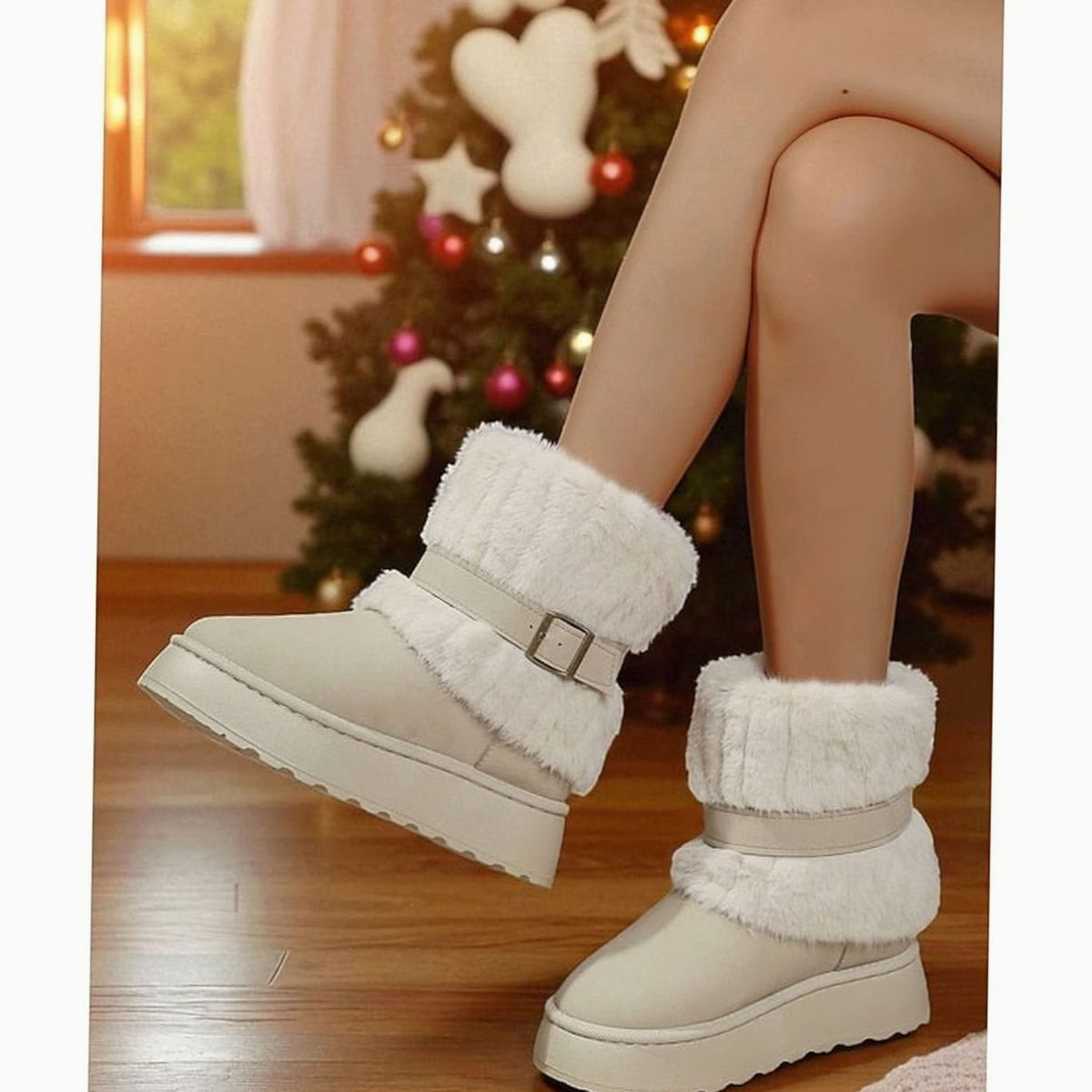 Women's Faux Fur Slip-On Snow Boots — Insulated Winter 8