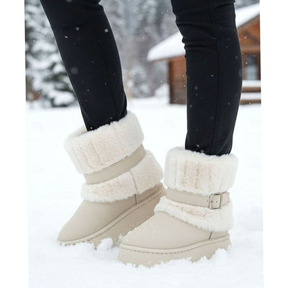 Women's Faux Fur Slip-On Snow Boots — Insulated Winter 9