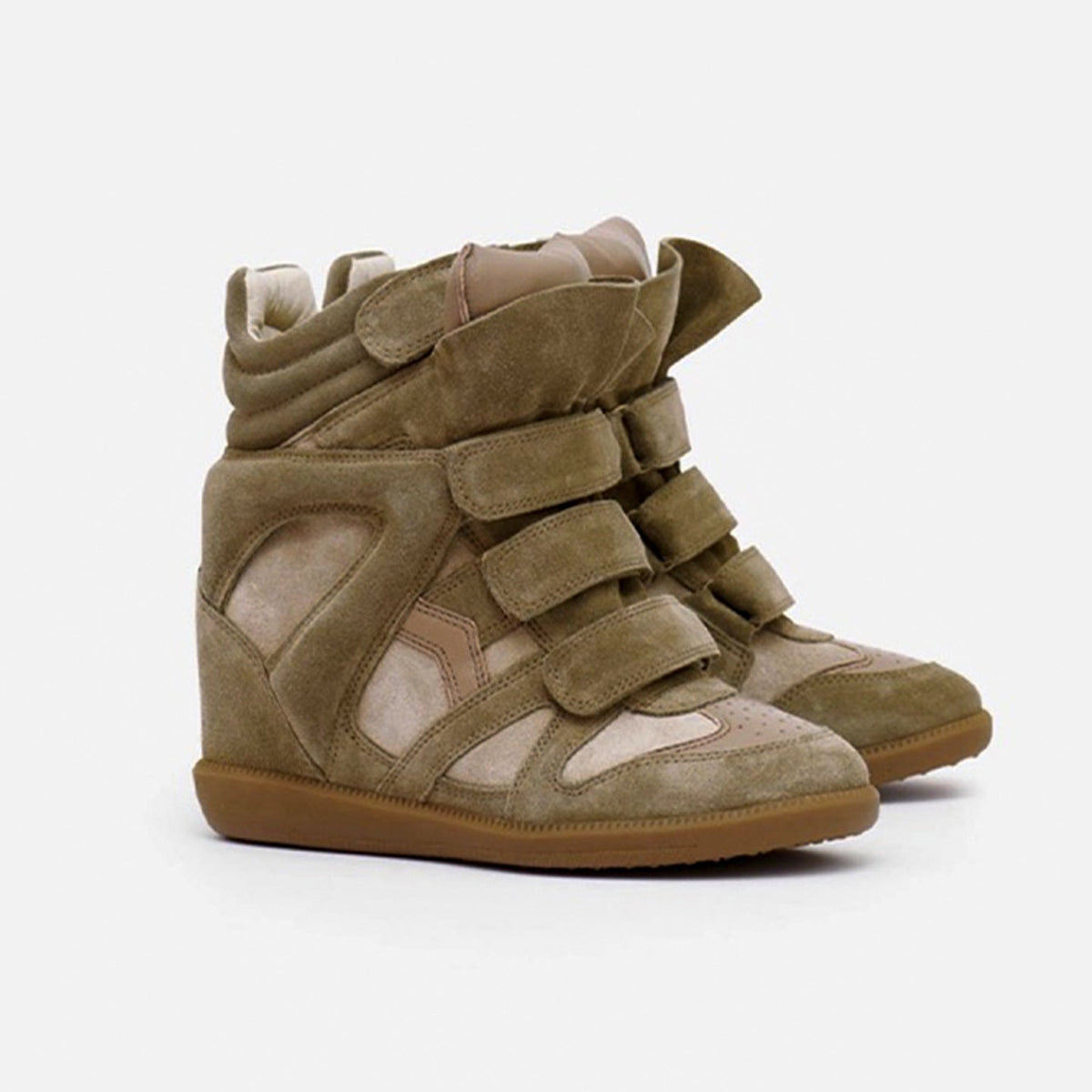 Women's Hidden Wedge High-Top Sneakers — Faux Suede & Velcro 11