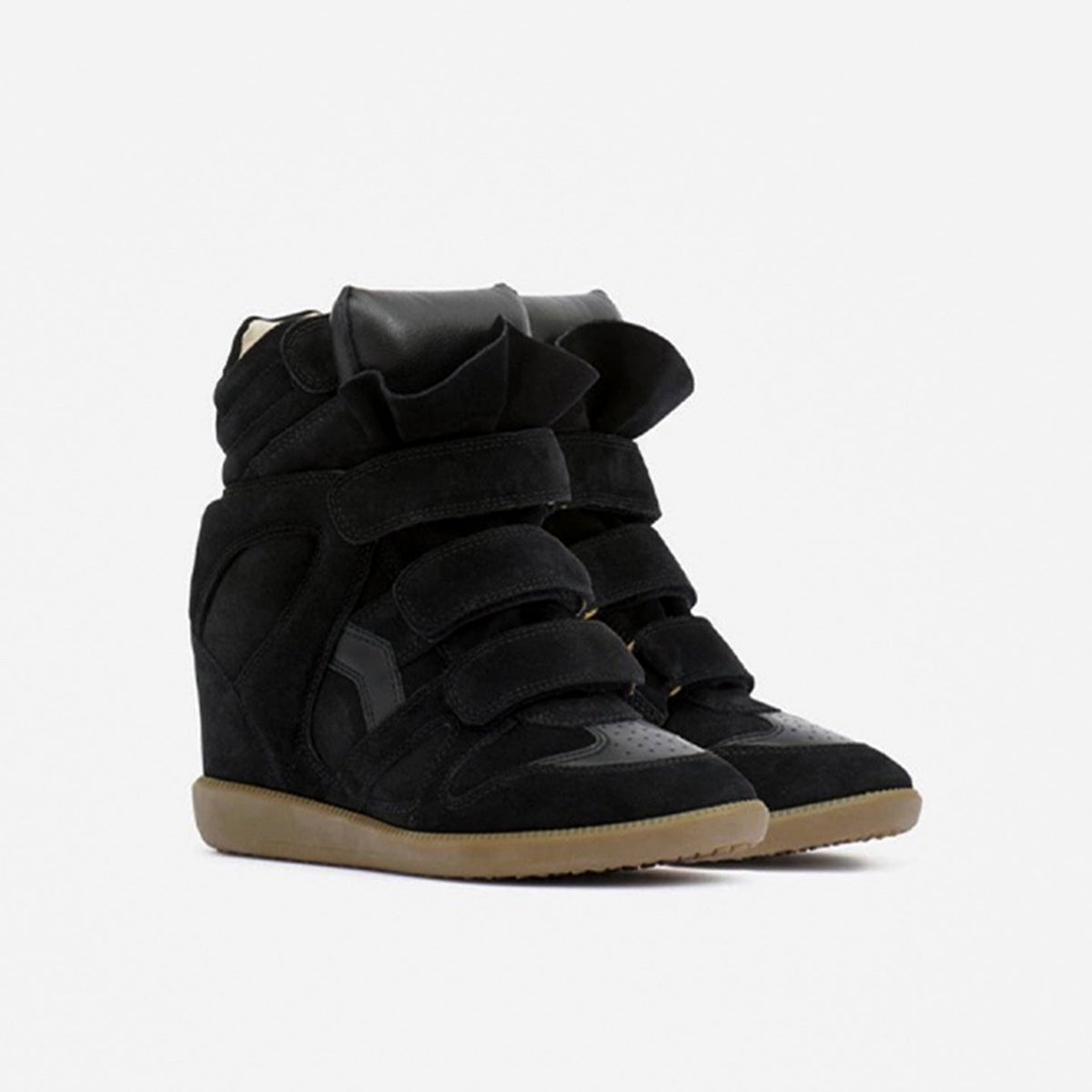 Women's Hidden Wedge High-Top Sneakers — Faux Suede & Velcro 12