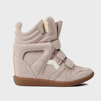 Women's Hidden Wedge High-Top Sneakers — Faux Suede & Velcro 14