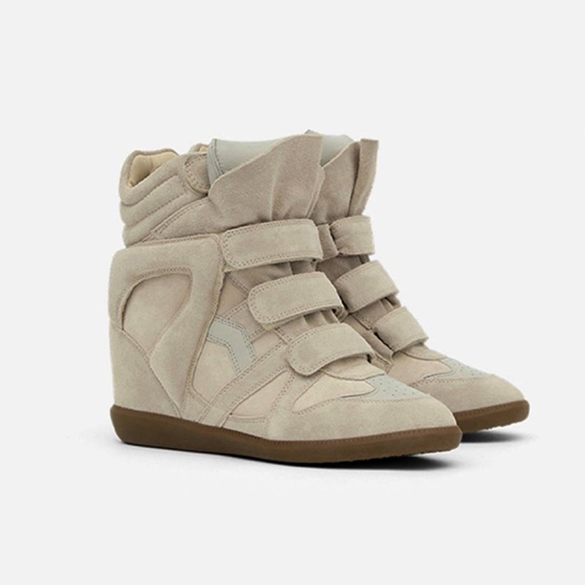 Women's Hidden Wedge High-Top Sneakers — Faux Suede & Velcro 6