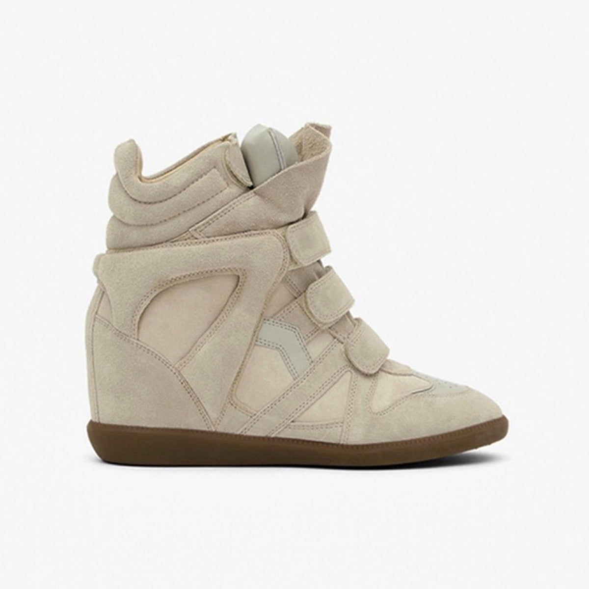 Women's Hidden Wedge High-Top Sneakers — Faux Suede & Velcro 7