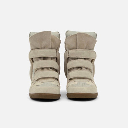 Women's Hidden Wedge High-Top Sneakers — Faux Suede & Velcro 8