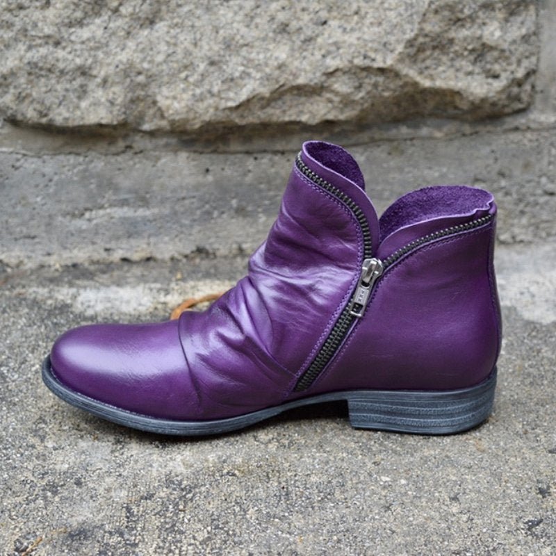 Women's Faux Leather Ankle Boots — Cushioned Side Zipper 10