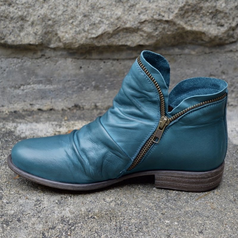 Women's Faux Leather Ankle Boots — Cushioned Side Zipper 11