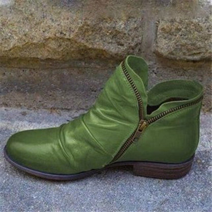 Women's Faux Leather Ankle Boots — Cushioned Side Zipper 12