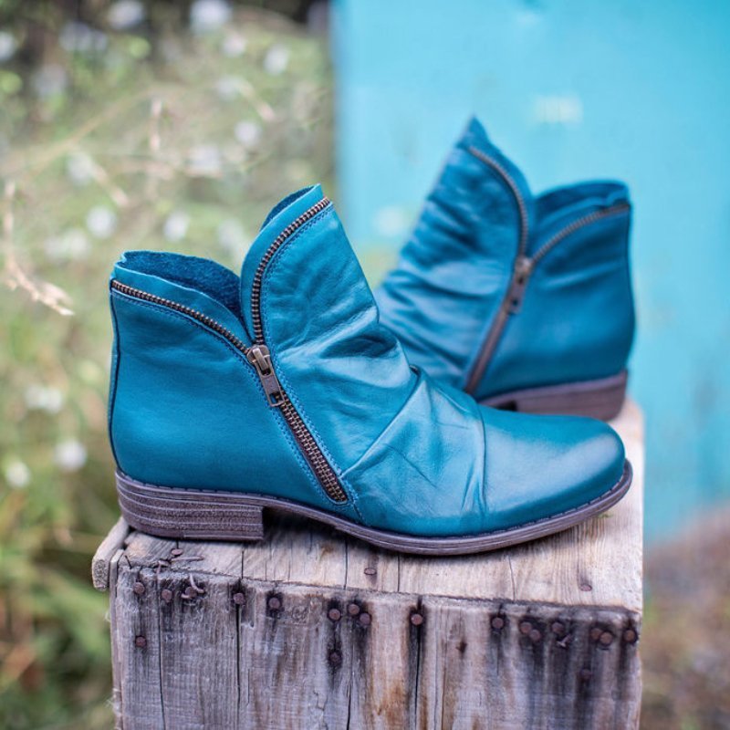 Women's Faux Leather Ankle Boots — Cushioned Side Zipper 13