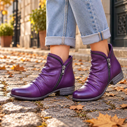 Women's Faux Leather Ankle Boots — Cushioned Side Zipper 4