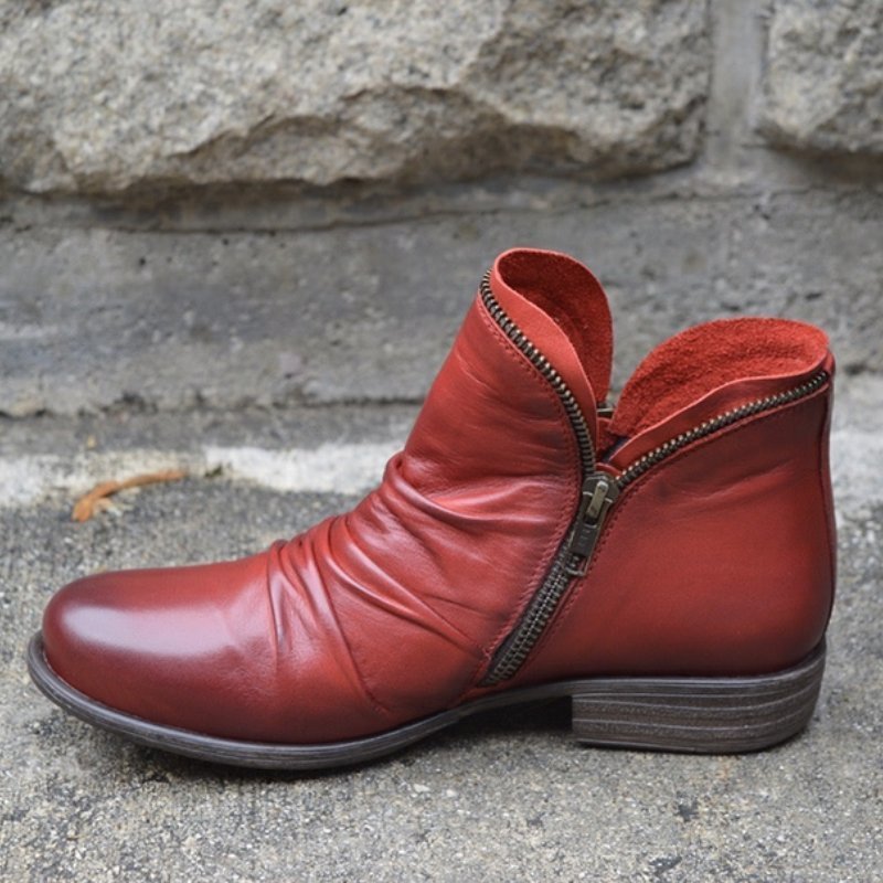 Women's Faux Leather Ankle Boots — Cushioned Side Zipper 9