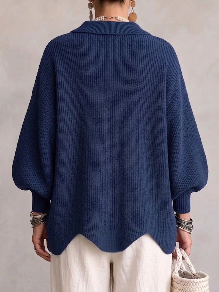 Women's Oversized Cardigan — Lantern Sleeves & Gold Buttons 3