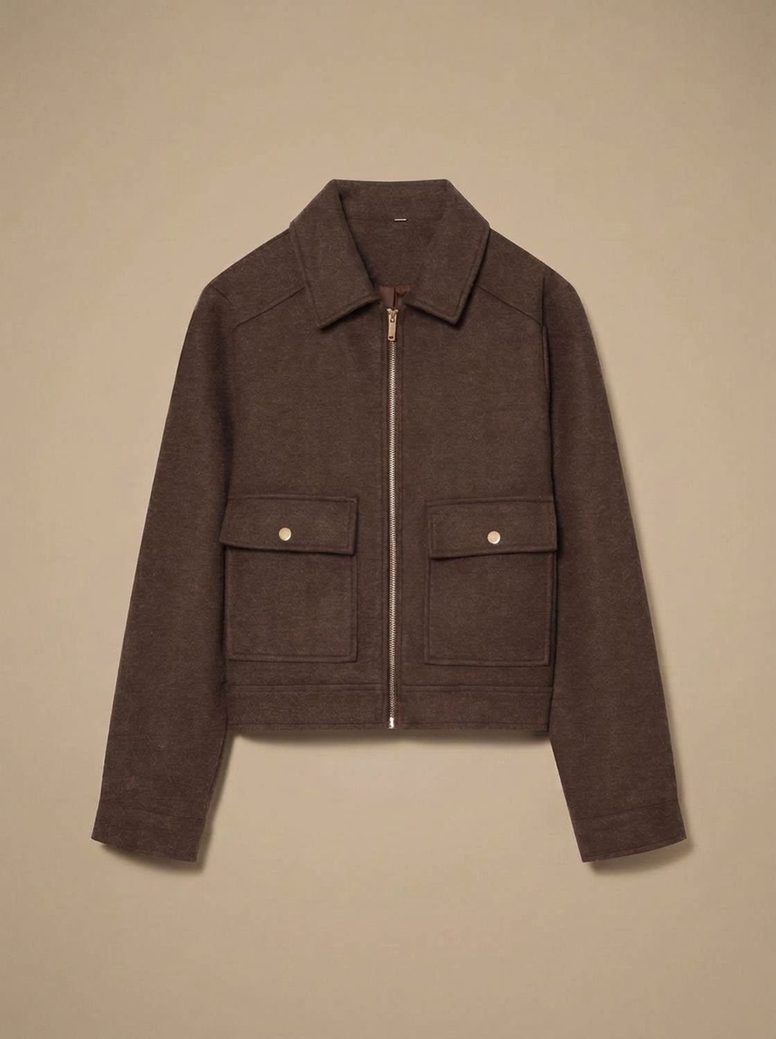 Women's Wool-Look Cropped Coat — Stand Collar Button Front 10