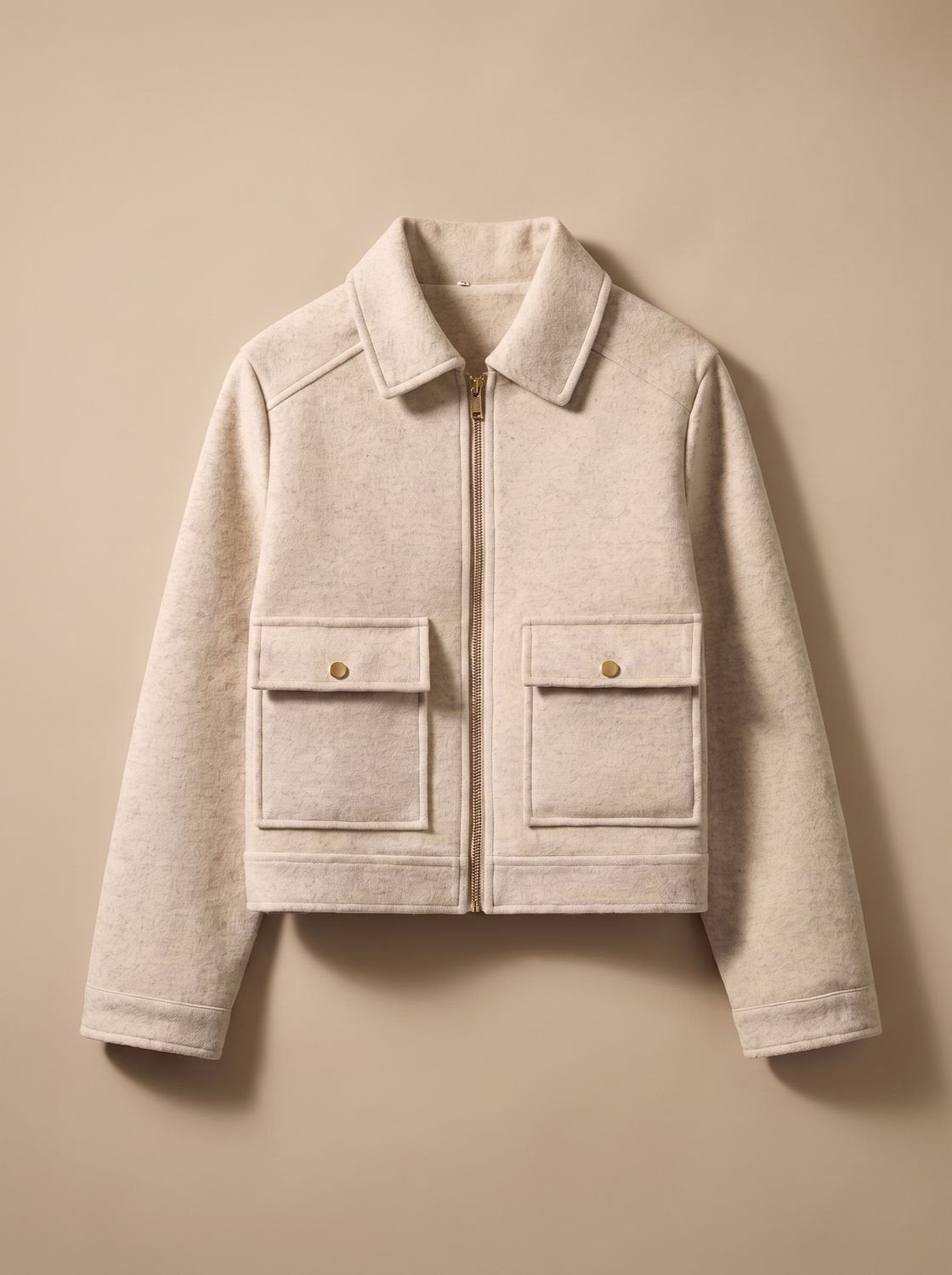 Women's Wool-Look Cropped Coat — Stand Collar Button Front 3