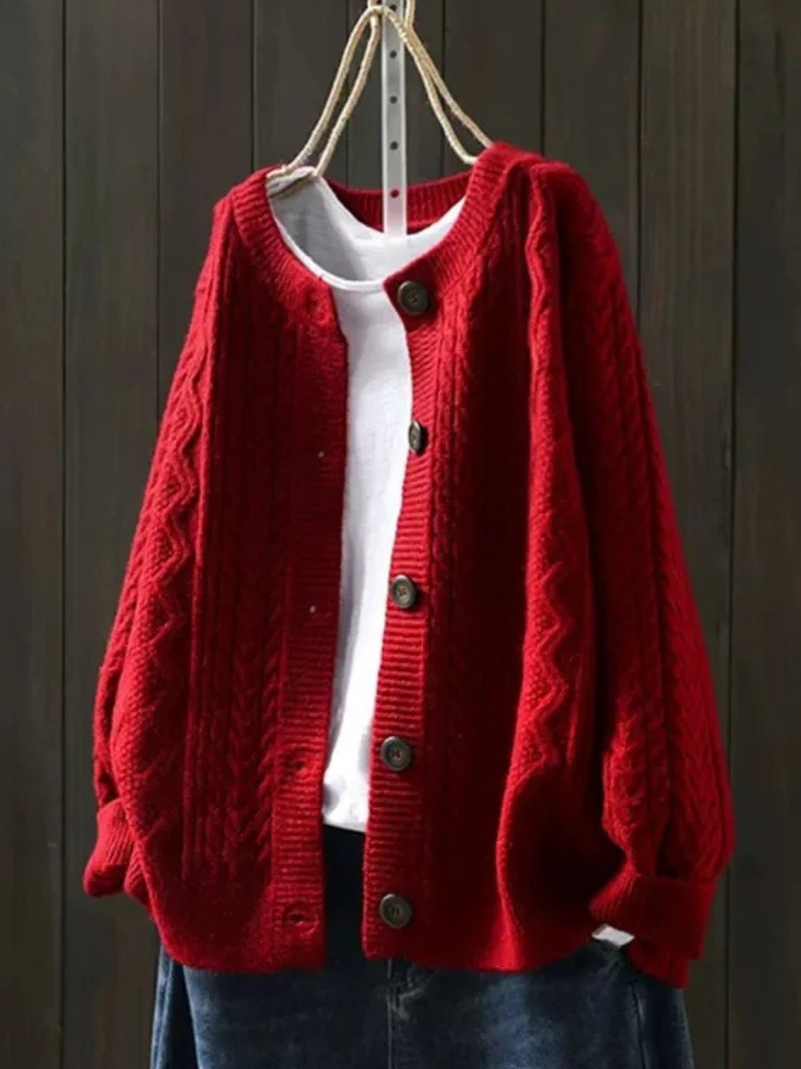 Women's Oversized Cable-Knit Button-Down Cardigan Sweater 2