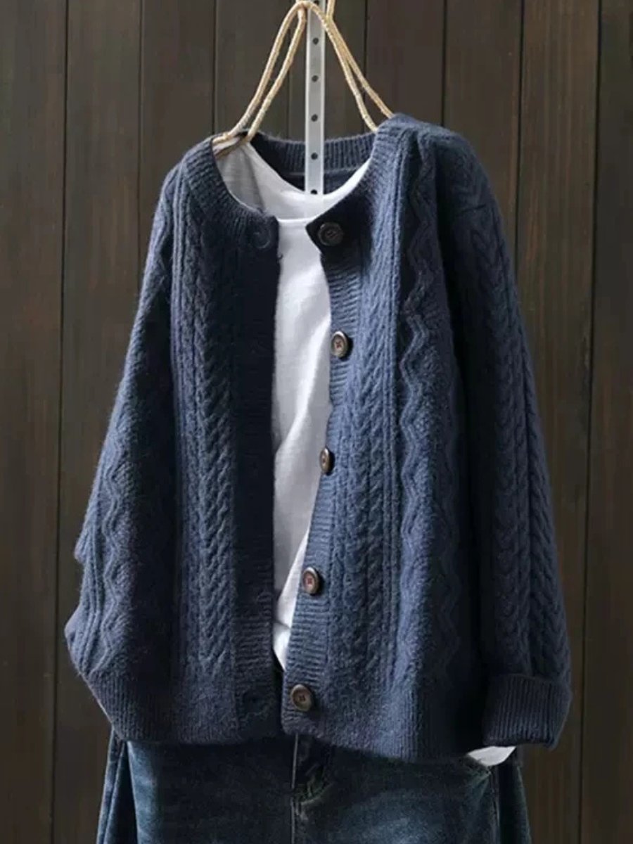Women's Oversized Cable-Knit Button-Down Cardigan Sweater 4