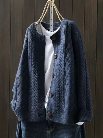 Women's Oversized Cable-Knit Button-Down Cardigan Sweater 4
