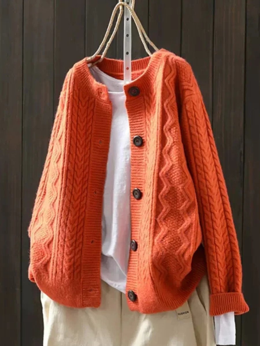 Women's Oversized Cable-Knit Button-Down Cardigan Sweater 5