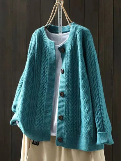 Women's Oversized Cable-Knit Button-Down Cardigan Sweater 6
